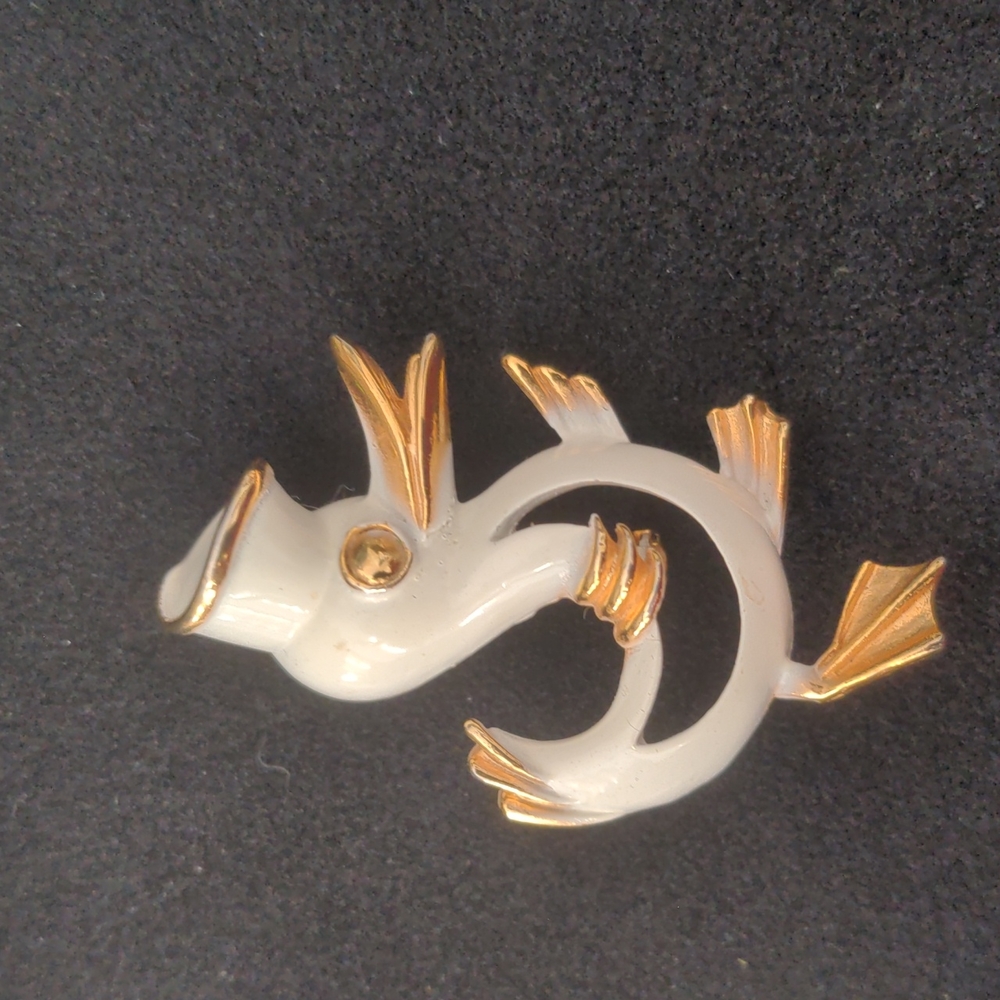 Vintage white and gold Duck pin